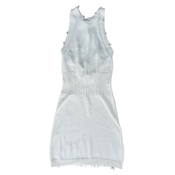 SER.O.YA  Criss Cross Back Knit Distress Dress White - Picture 3 of 4